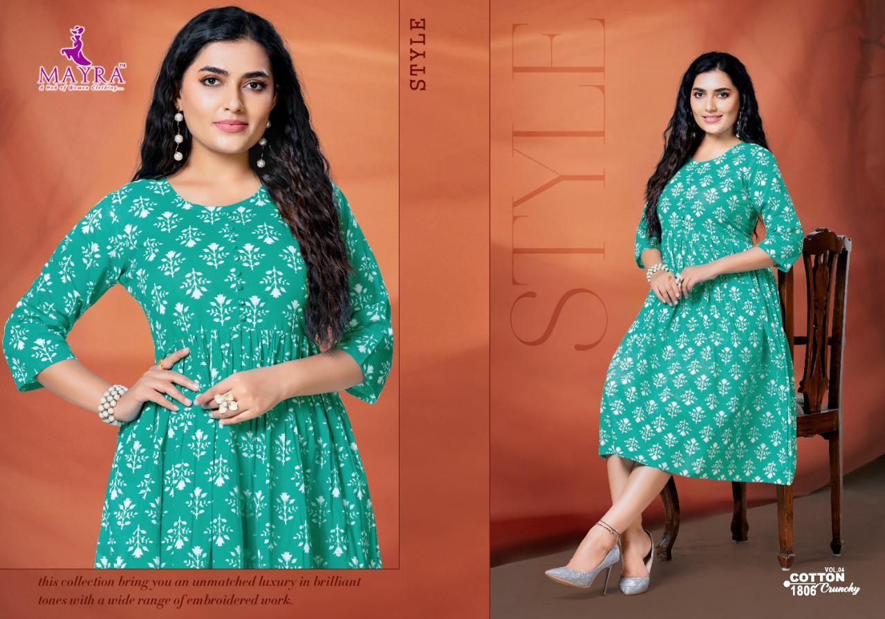 Mayra Cotton Crunchy 4 Casual Wear Fancy Designer Cotton Kurti Collection